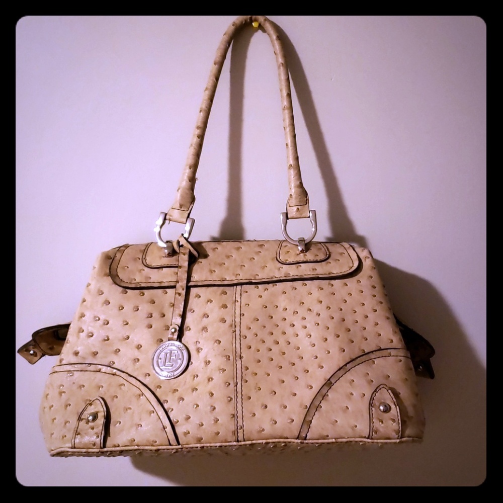 👜LONDON FOG OSTRICH DOCTOR/BOWLER HANDLE BAG